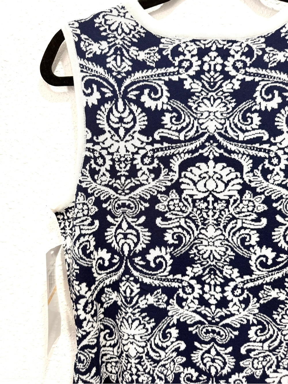 Nina Leonard Navy and White Sleeveless Mini Dress S - Picture 7 of 8
